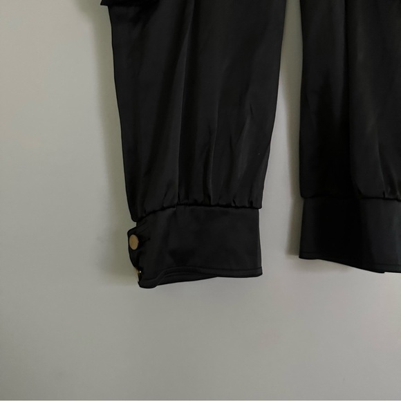 Joyce Leslie Black Cargo Jogger Capris with Gold Accents - Picture 3 of 9